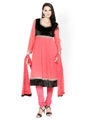 Tulsattva Women Pink Anarkali Salwar Kurta with Dupatta
