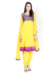 Tulsattva Women Yellow Anarkali Salwar Kurta with Dupatta