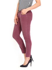 U.S. Polo Assn. Women Burgundy Super Skinny Fit Corduroy Trousers