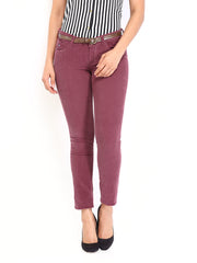U.S. Polo Assn. Women Burgundy Super Skinny Fit Corduroy Trousers