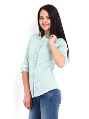 U.S. Polo Assn. Women Green &amp; White Striped Shirt