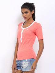 U.S. Polo Assn. Women Peach Coloured T-shirt