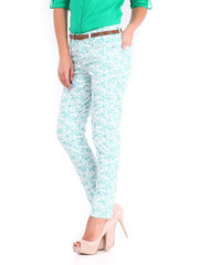 U.S. Polo Assn. Women White &amp; Blue Printed Skinny Fit Trousers