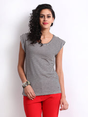 United Colors Of Benetton Navy &amp; Off-White Striped T-shirt