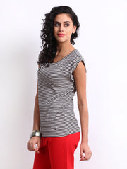 United Colors Of Benetton Navy &amp; Off-White Striped T-shirt