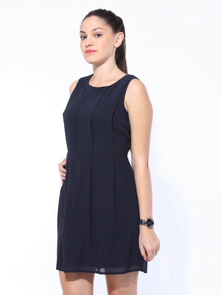 United Colors Of Benetton Navy Fit &amp; Flare Dress