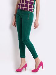 United Colors of Benetton Women Green Corduroy Trousers