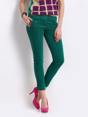 United Colors of Benetton Women Green Corduroy Trousers