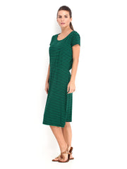 United Colors of Benetton Green &amp; Black Striped Jersey Dress