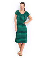 United Colors of Benetton Green &amp; Black Striped Jersey Dress
