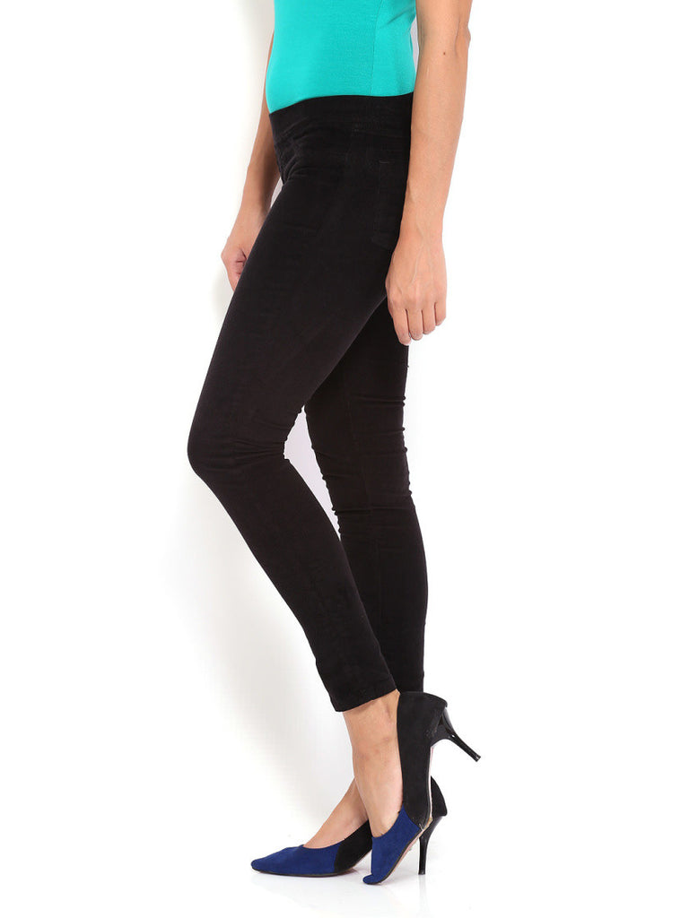 United Colors of Benetton Women Black Corduroy Treggings