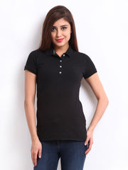 United Colors of Benetton Women Black Polo T-shirt