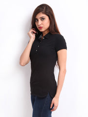 United Colors of Benetton Women Black Polo T-shirt