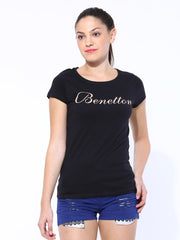 United Colors of Benetton Women Black T-shirt