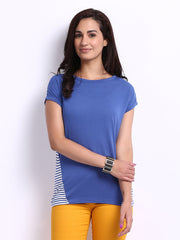 United Colors of Benetton Women Blue &amp; White Striped Top