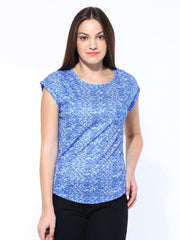 United Colors of Benetton Women Blue Printed Top