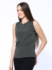 United Colors of Benetton Women Charcoal Grey Top
