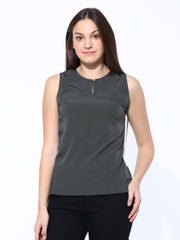 United Colors of Benetton Women Charcoal Grey Top