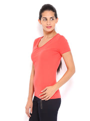 United Colors of Benetton Women Coral Orange T-shirt