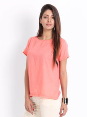 United Colors of Benetton Women Coral Pink Printed Top