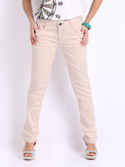 United Colors of Benetton Women Cream Coloured Slim Fit Jeans