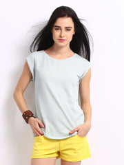 United Colors of Benetton Women Light Blue &amp; Cream Coloured Striped Top