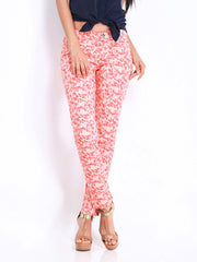 United Colors of Benetton Women Pink Printed Slim Fit Jeggings