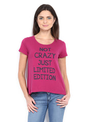 United Colors of Benetton Women Magenta Printed T-shirt