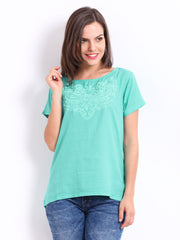United Colors of Benetton Women Sea Green Printed Top