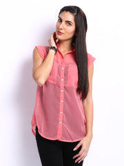 United Colors of Benetton Women Coral Pink Shirt