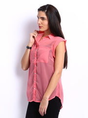 United Colors of Benetton Women Coral Pink Shirt