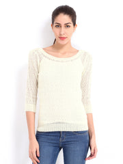 United Colors of Benetton Women Off-White Sweater