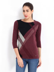 United Colors of Benetton Women Maroon Wool Blend Sweater