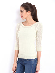 United Colors of Benetton Women Off-White Sweater