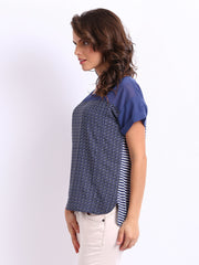 United Colors of Benetton Women Blue Printed Top