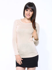United Colors of Benetton Women Cream Coloured Lace Top