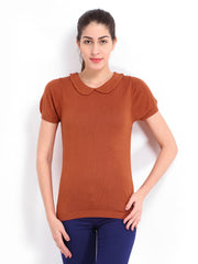 United Colors of Benetton Women Rust Orange Silk Blend Top