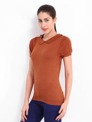 United Colors of Benetton Women Rust Orange Silk Blend Top