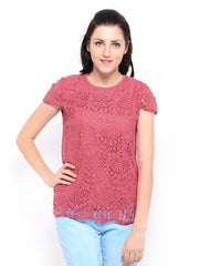 United Colors of Benetton Women Pink Crochet Top