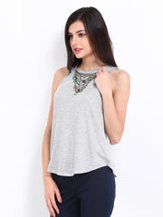 United Colors of Benetton Women Grey Melange Top