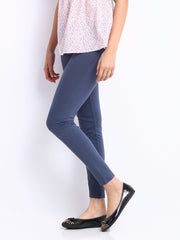 United Colors of Benetton Women Blue Cotton Stretch Leggings