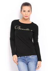 United Colors of Benetton Women Black T-shirt