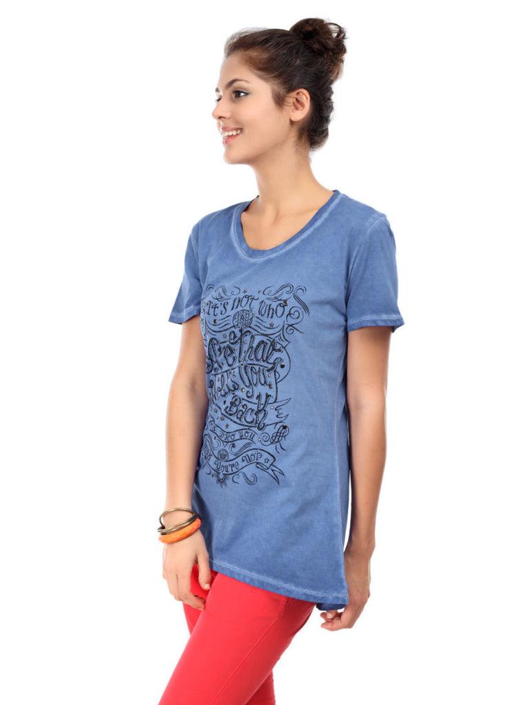 United Colors of Benetton Women Blue Printed Top