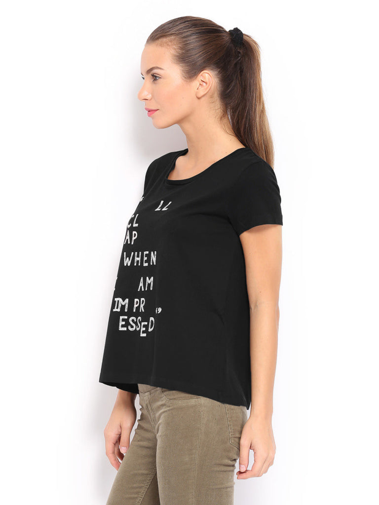 United Colors of Benetton Women Black Printed T-shirt