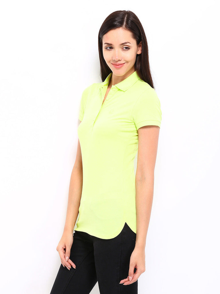 United Colors Of Benetton Women Lime Green Polo T-shirt