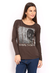 United Colors of Benetton Women Brown Printed Top