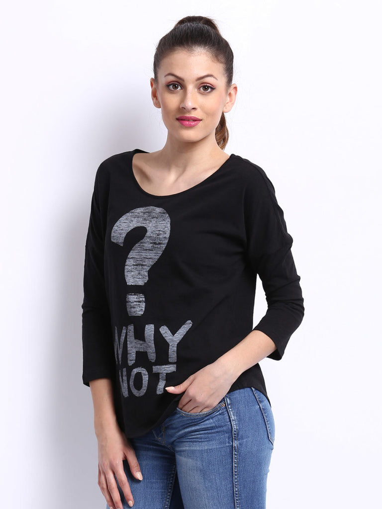 United Colors of Benetton Women Black Printed Top