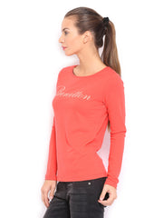 United Colors of Benetton Women Coral Orange T-shirt
