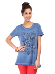 United Colors of Benetton Women Blue Printed Top