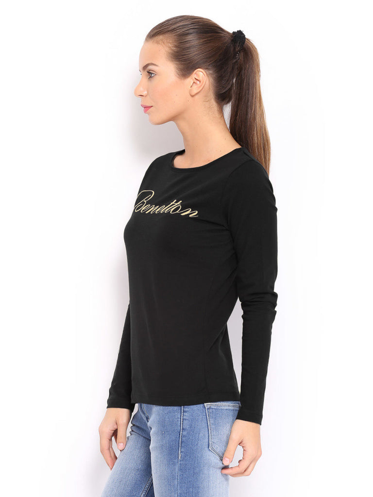 United Colors of Benetton Women Black T-shirt